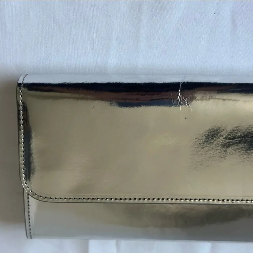 Maison Margiela MM11 SS17 Mirror Leather Four-Stitch Long Wallet Metallic Silver